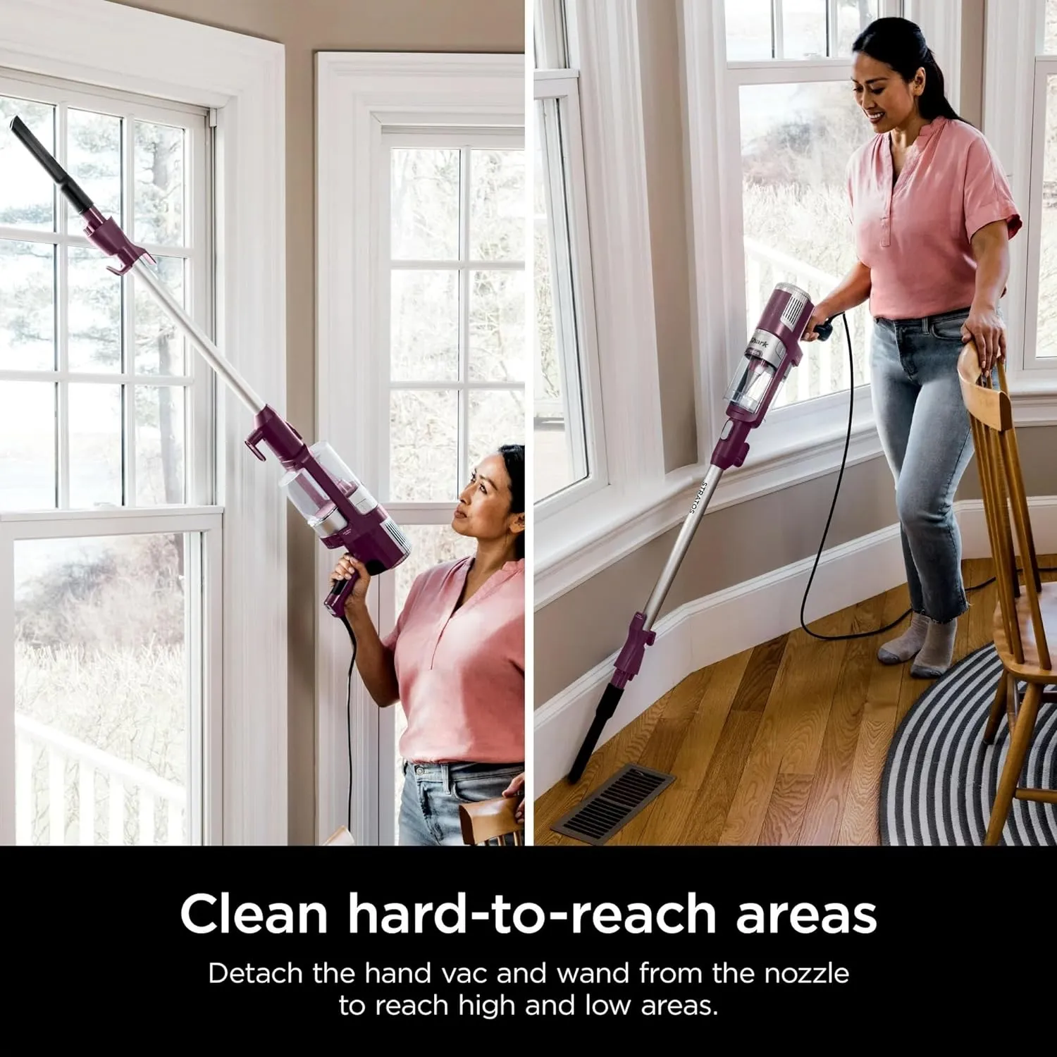 Shark HZ3000 Stratos Ultralight Corded Stick Vacuum with DuoClean PowerFins HairPro, Self-Cleaning Brushroll, & Odor Neutralizer Technology, Red Plum