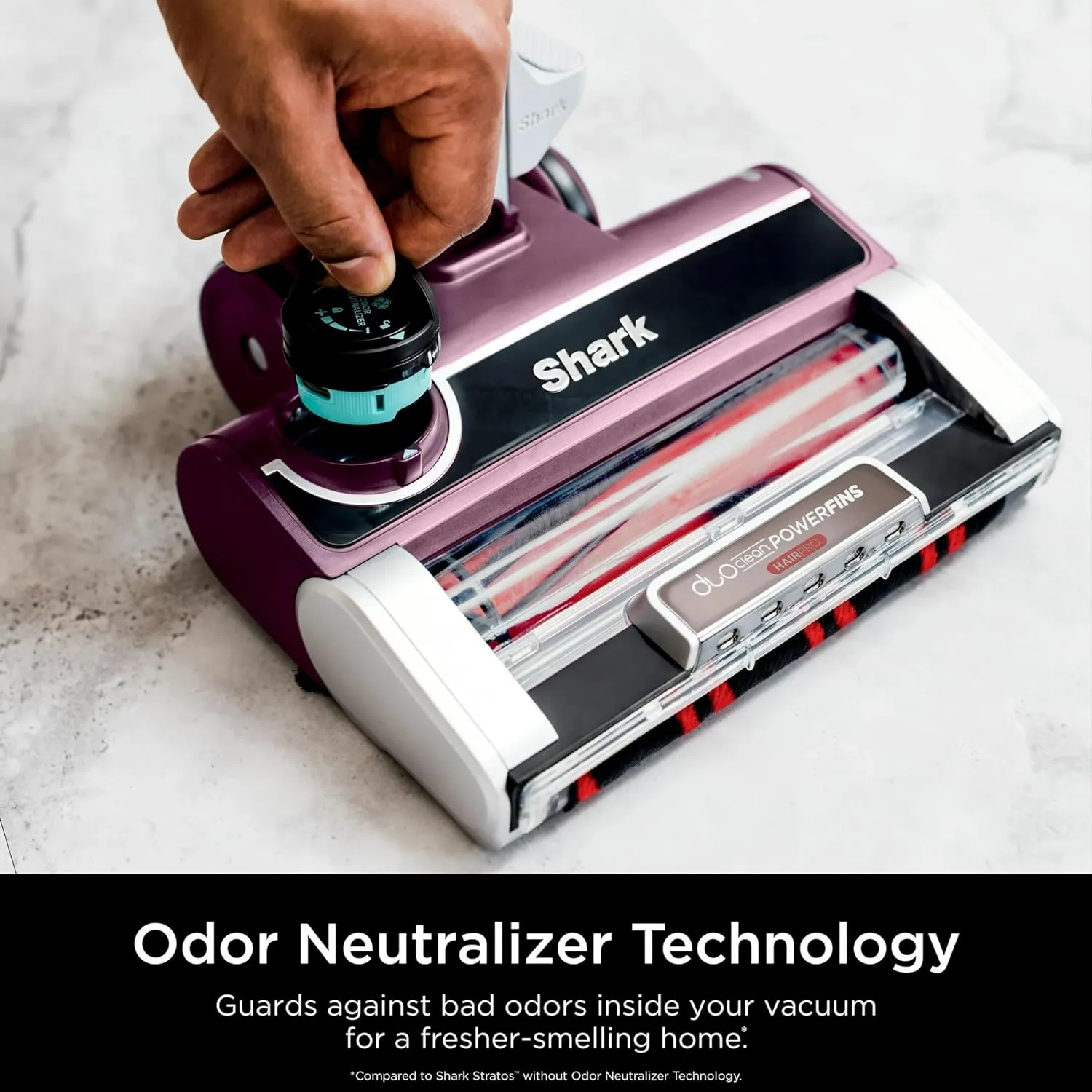 Shark HZ3000 Stratos Ultralight Corded Stick Vacuum with DuoClean PowerFins HairPro, Self-Cleaning Brushroll, & Odor Neutralizer Technology, Red Plum