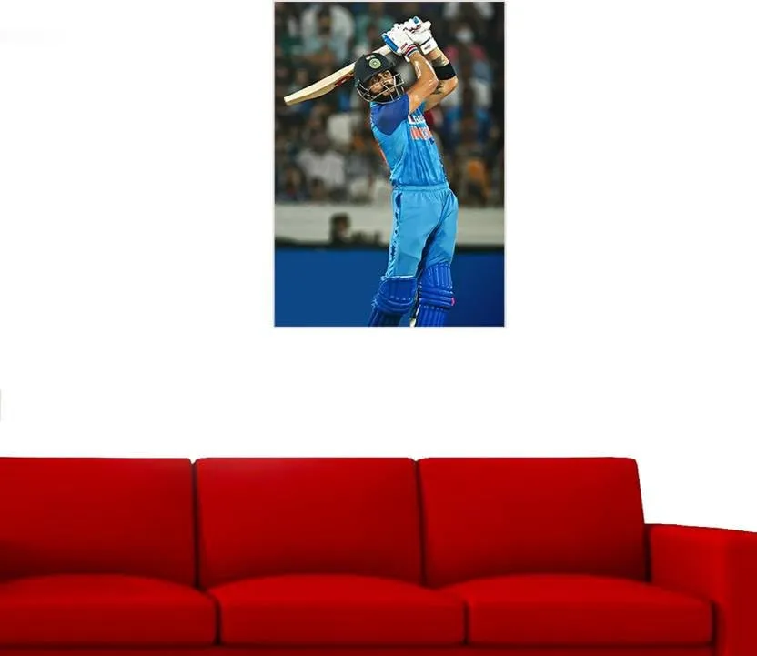 SHIVOID®King Kohli Wall Sticker - Virat Kohli Cricket Player Poster - Self-Adhesive Sticker (30 cm, Pack of 1)