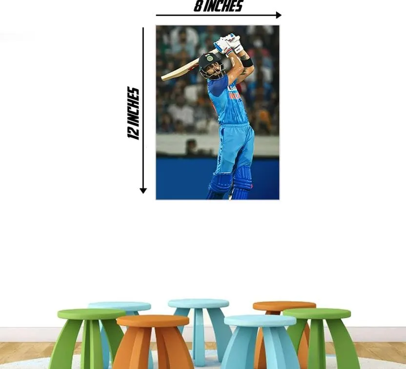 SHIVOID®King Kohli Wall Sticker - Virat Kohli Cricket Player Poster - Self-Adhesive Sticker (30 cm, Pack of 1)