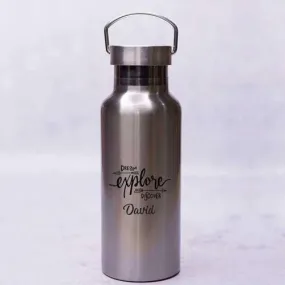 Silver Personalised Asa Vacuum Bottle, 500ml - Name