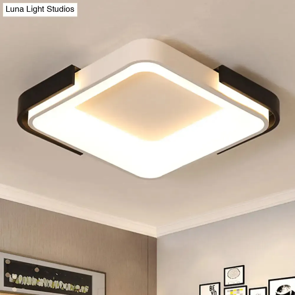 Simple Metal LED Flush Mount Light in White/Warm Light - Rectangular/Square Ceiling Fixture, 18"/35.5" Wide - Ideal for Living Room