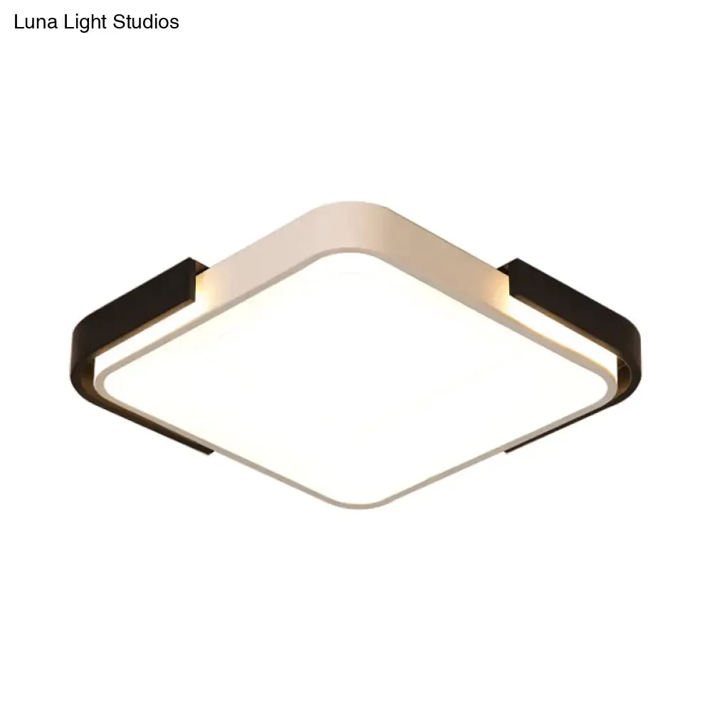 Simple Metal LED Flush Mount Light in White/Warm Light - Rectangular/Square Ceiling Fixture, 18"/35.5" Wide - Ideal for Living Room