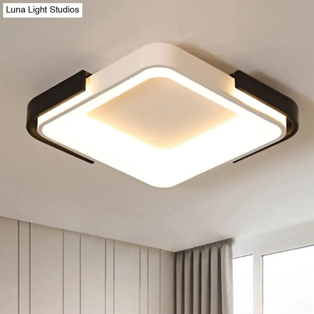 Simple Metal LED Flush Mount Light in White/Warm Light - Rectangular/Square Ceiling Fixture, 18"/35.5" Wide - Ideal for Living Room