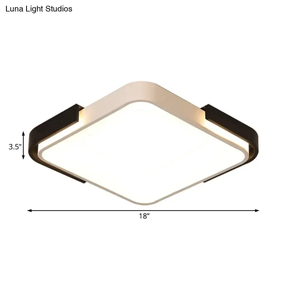 Simple Metal LED Flush Mount Light in White/Warm Light - Rectangular/Square Ceiling Fixture, 18"/35.5" Wide - Ideal for Living Room