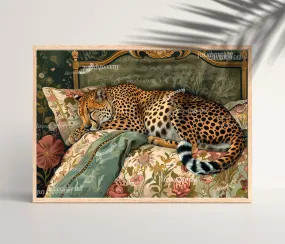 Sleeping Cheetah Print -  Cheetah Bedroom - Olive Green Wall Art - Maximalist Wall Art -  MaximalistCheetah Print -  Cheetah Wall Art