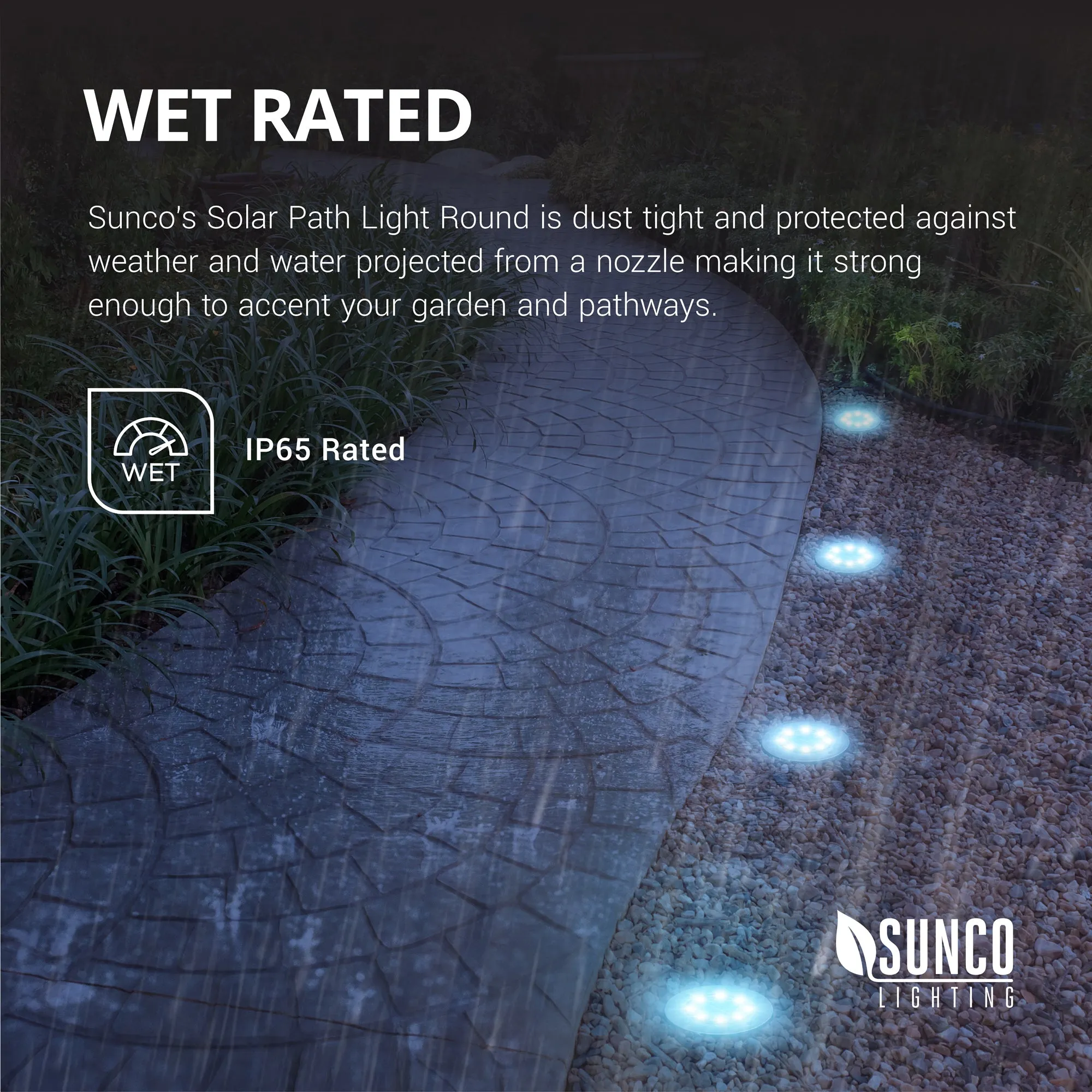 Solar LED Path Lights, Round, Dusk To Dawn