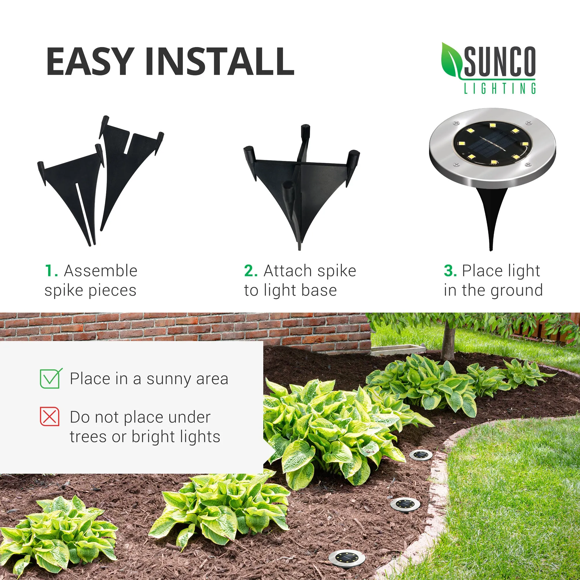 Solar LED Path Lights, Round, Dusk To Dawn