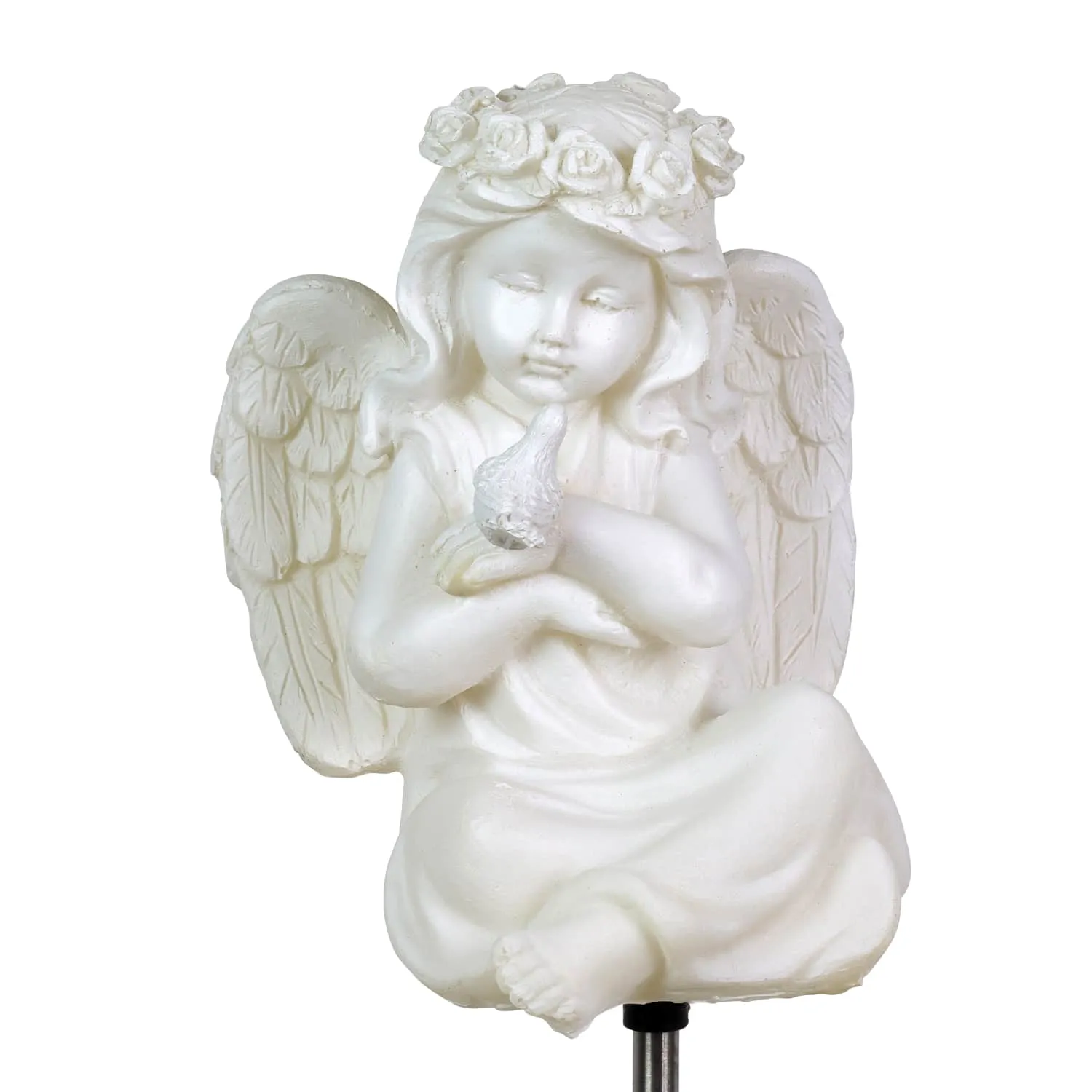 Solar Little Girl Angel Garden Stake in Resin, 5.5 by 30 Inches