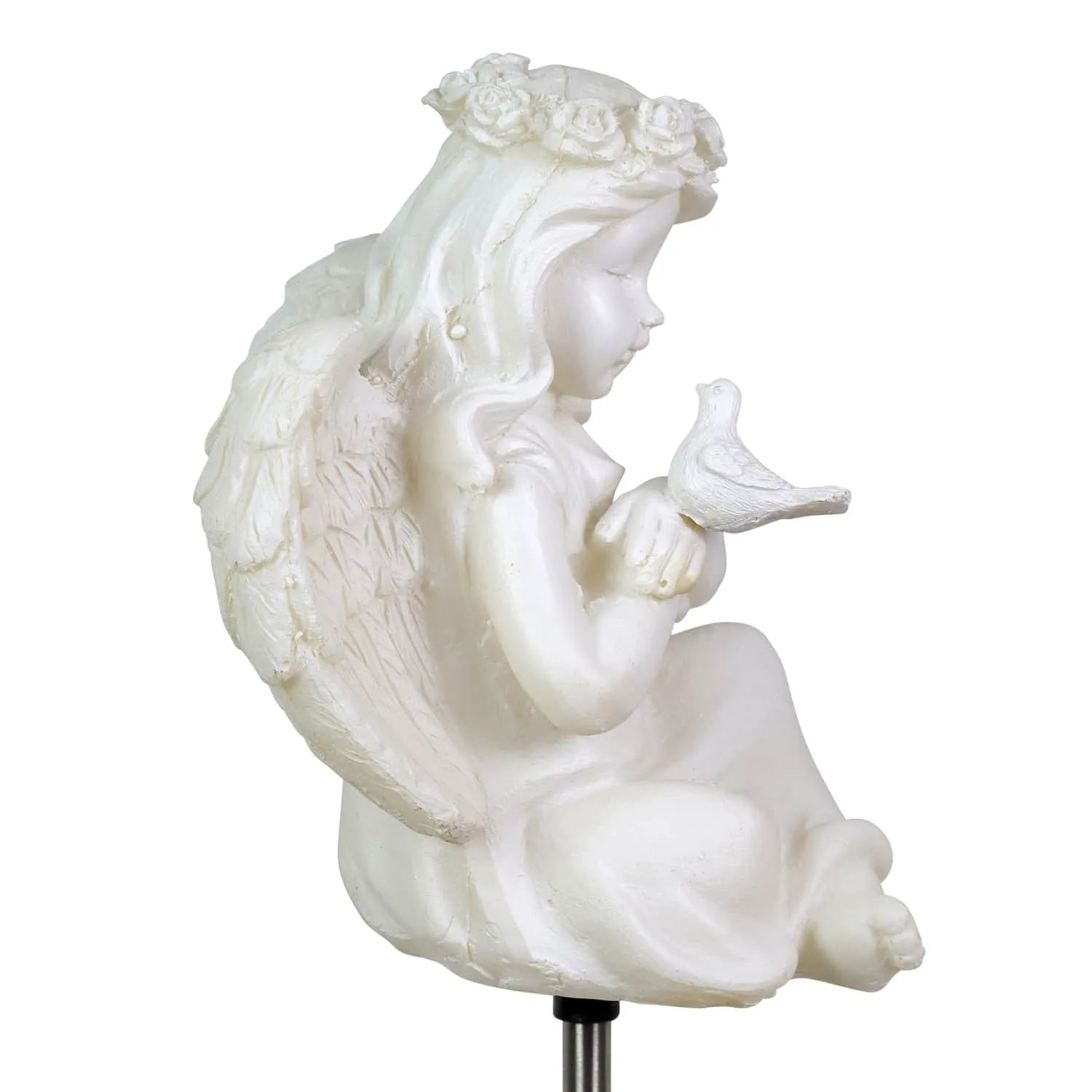 Solar Little Girl Angel Garden Stake in Resin, 5.5 by 30 Inches