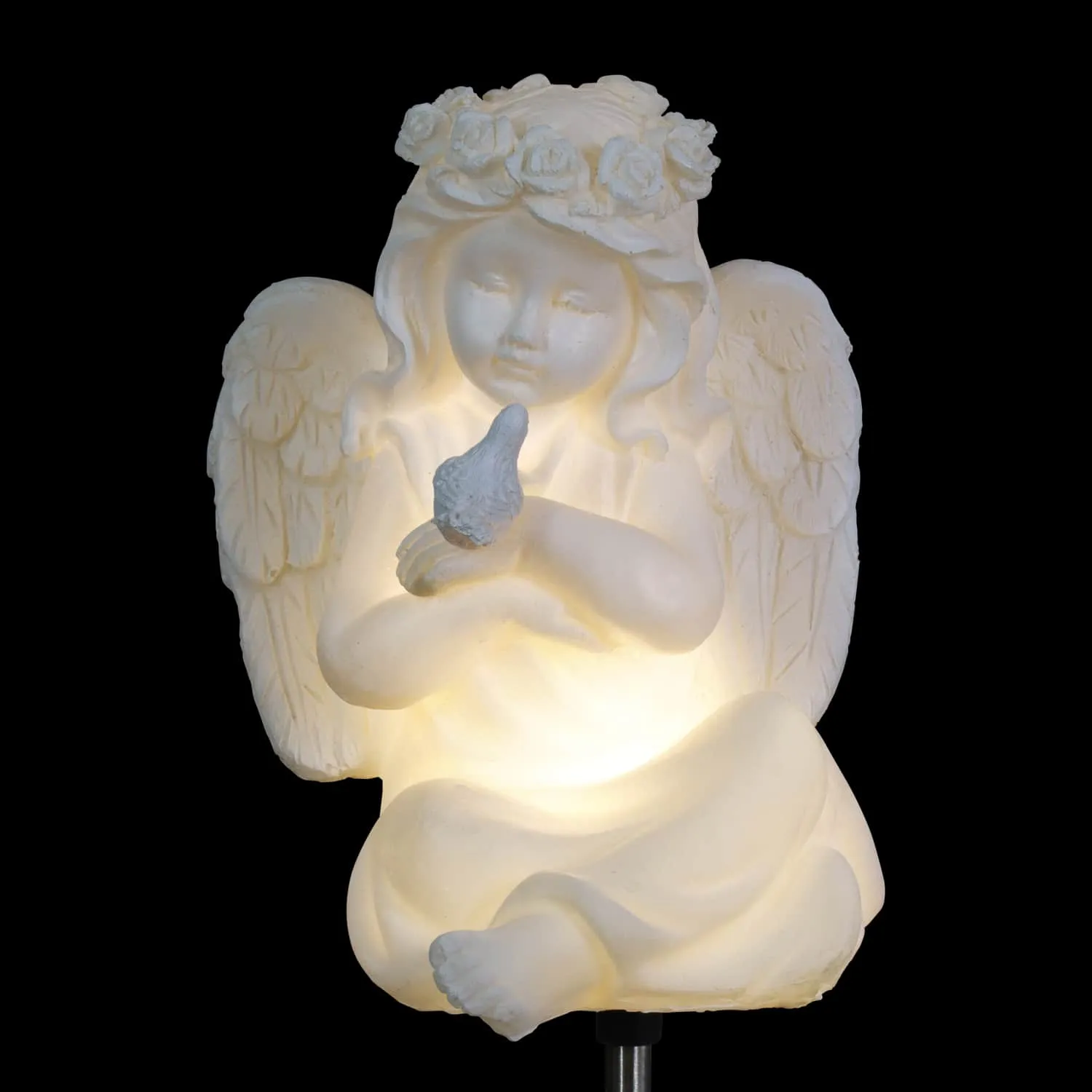 Solar Little Girl Angel Garden Stake in Resin, 5.5 by 30 Inches