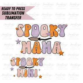 Spooky Mama Mini Floral, Purple Orange Design, Halloween Stars, Ready to Press Sublimation Transfer, Heat Transfer, Trending Graphic 22-23