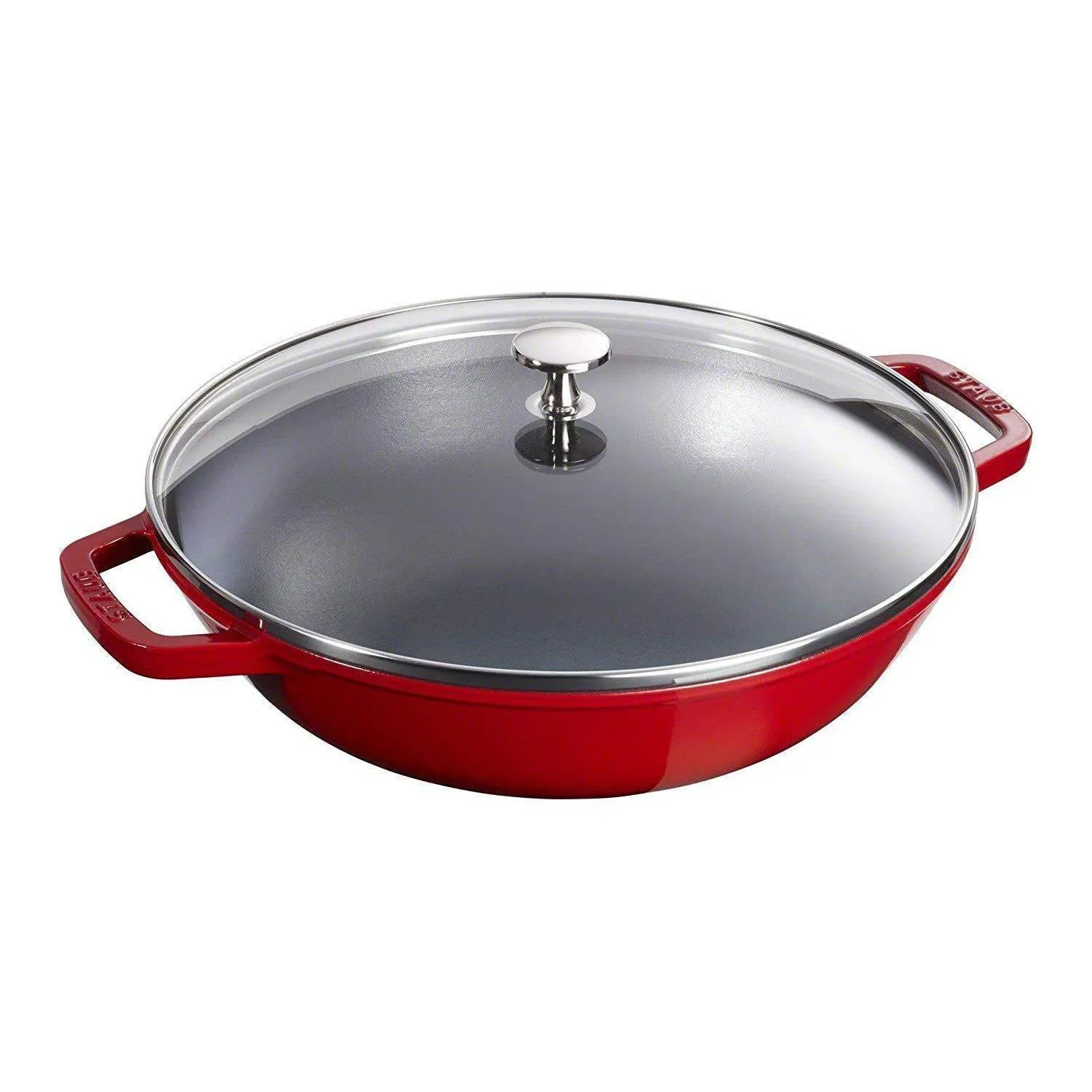 Staub - 37cm Cherry Red Wok w/ Glass Lid (14")