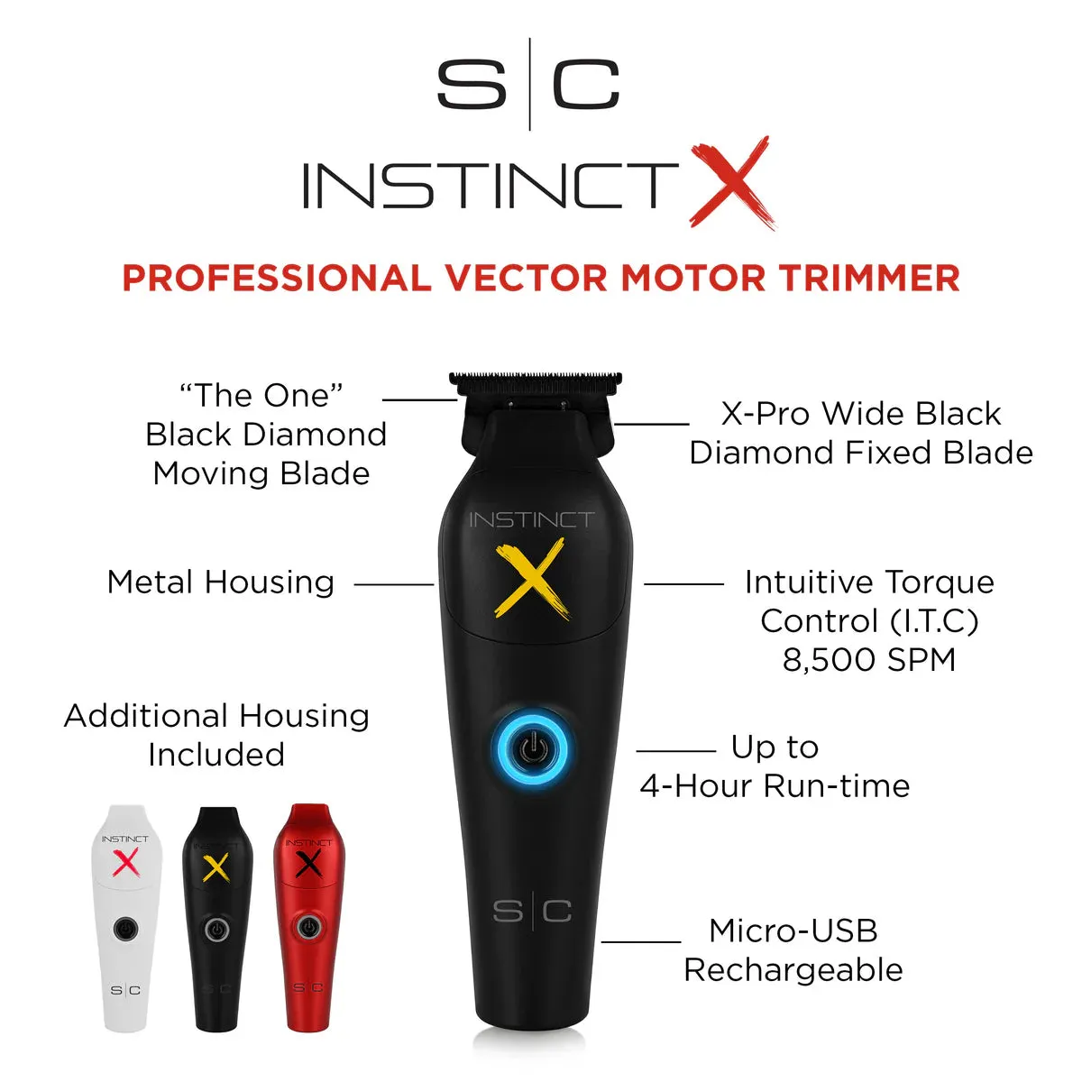 StyleCraft Instinct-X Cordless Metal Trimmer w/ IN2 Vector Motor & (SC411M)