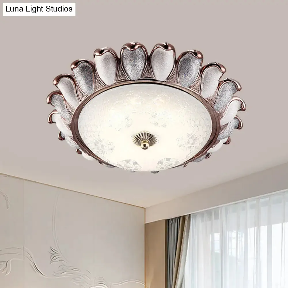 Sunflower Glass Ceiling Lamp: Textured, LED Flush Mount, 14"/18"/22" Width, Silver/Gold, Ideal for Countryside Bedroom