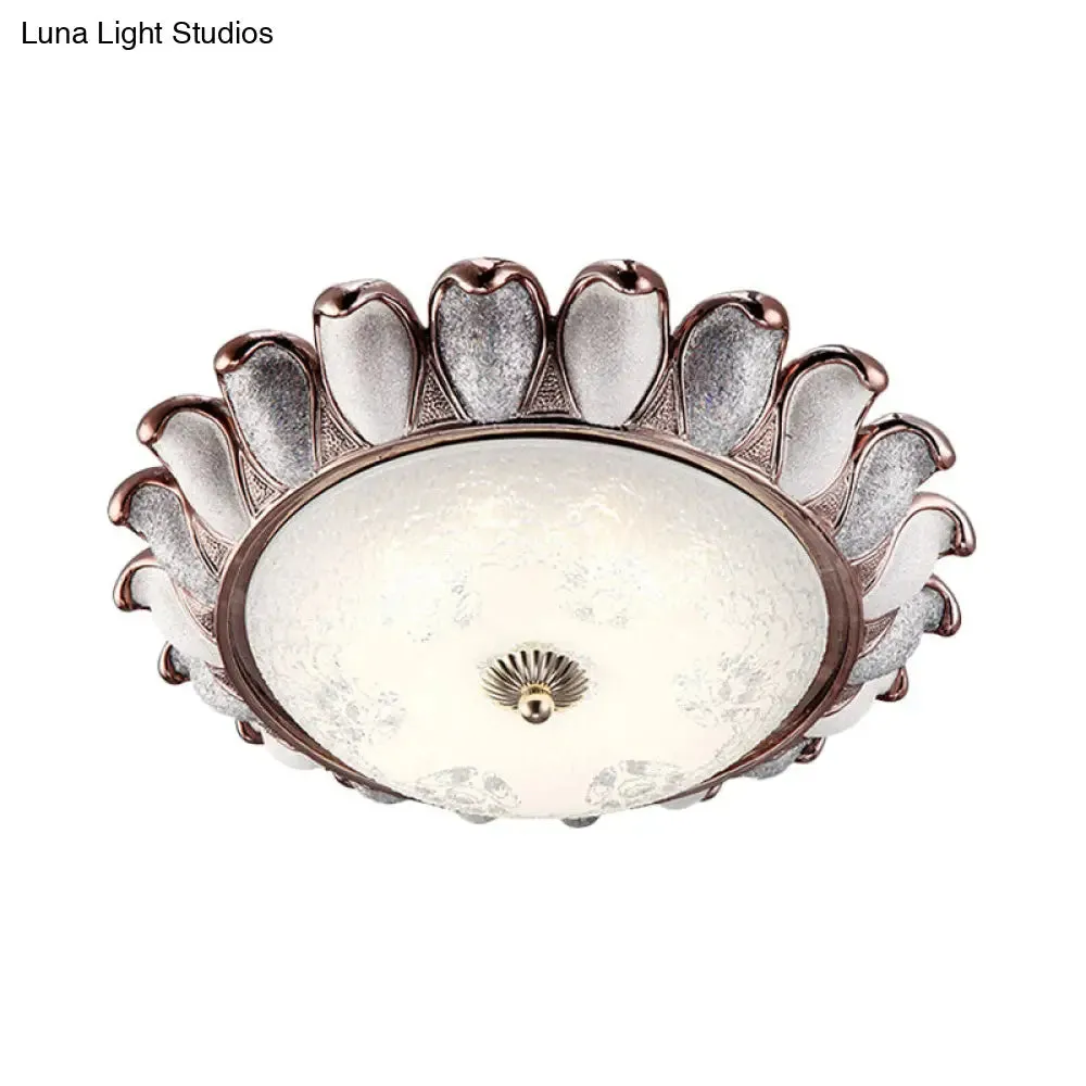 Sunflower Glass Ceiling Lamp: Textured, LED Flush Mount, 14"/18"/22" Width, Silver/Gold, Ideal for Countryside Bedroom