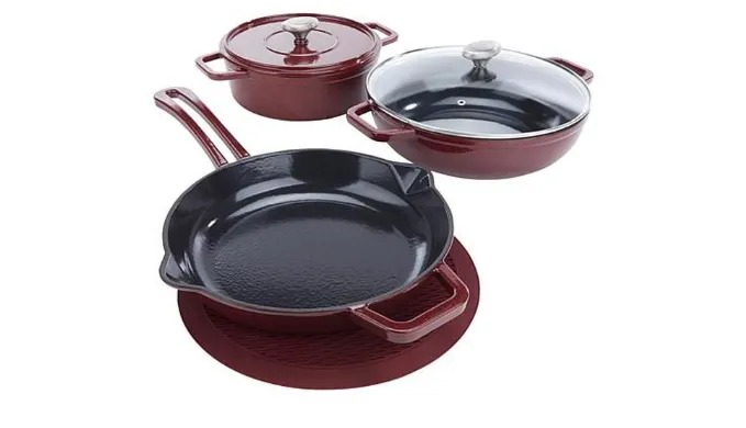 Symon Home 6-piece Enameled Cast Iron Cookware Set Model 652-316 - Ships Quick!