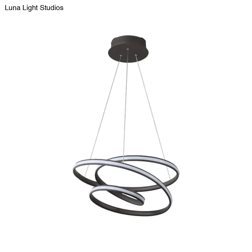 Twisted Circle Suspension Pendant LED Chandelier in Coffee with Warm/White Light for Bedroom