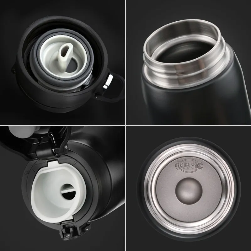 UZSPACE Business Sport Water Bottle Flask Stainless Steel Thermos Direct Drink Leakproof Portable Car Tea Cup Coffee Mug