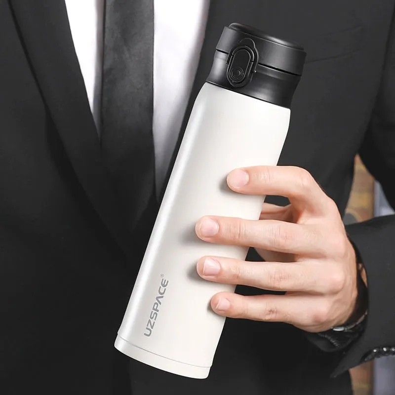 UZSPACE Business Sport Water Bottle Flask Stainless Steel Thermos Direct Drink Leakproof Portable Car Tea Cup Coffee Mug