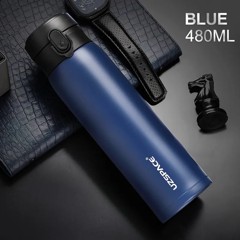 UZSPACE Business Sport Water Bottle Flask Stainless Steel Thermos Direct Drink Leakproof Portable Car Tea Cup Coffee Mug