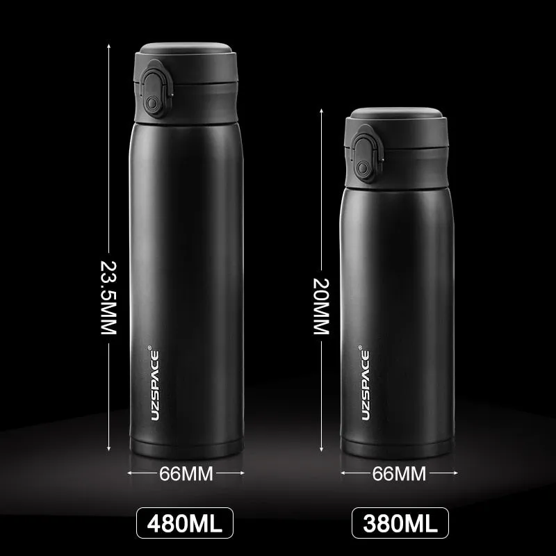 UZSPACE Business Sport Water Bottle Flask Stainless Steel Thermos Direct Drink Leakproof Portable Car Tea Cup Coffee Mug