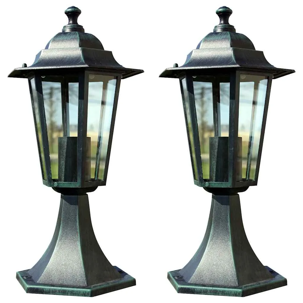 vidaXL Garden Lights 2 pcs Dark Green/Black Aluminium