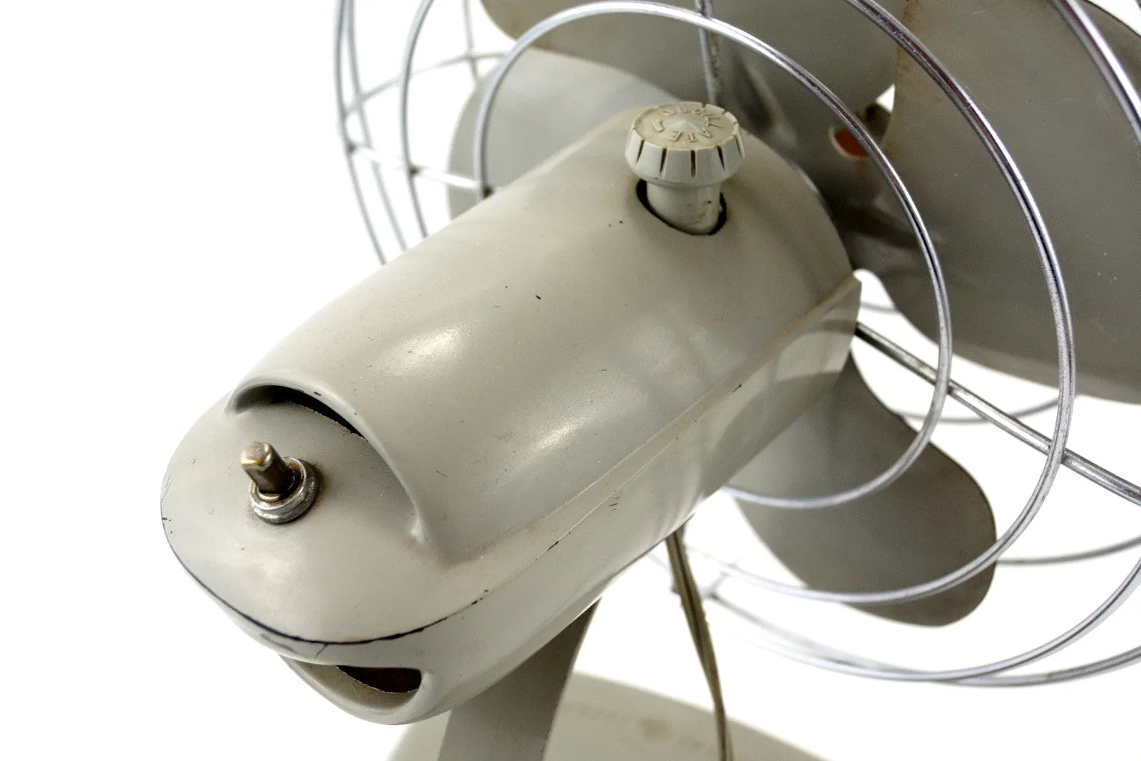 Vintage Industrial Open Cage Oscillating Fan by General Electric (c.1950s)