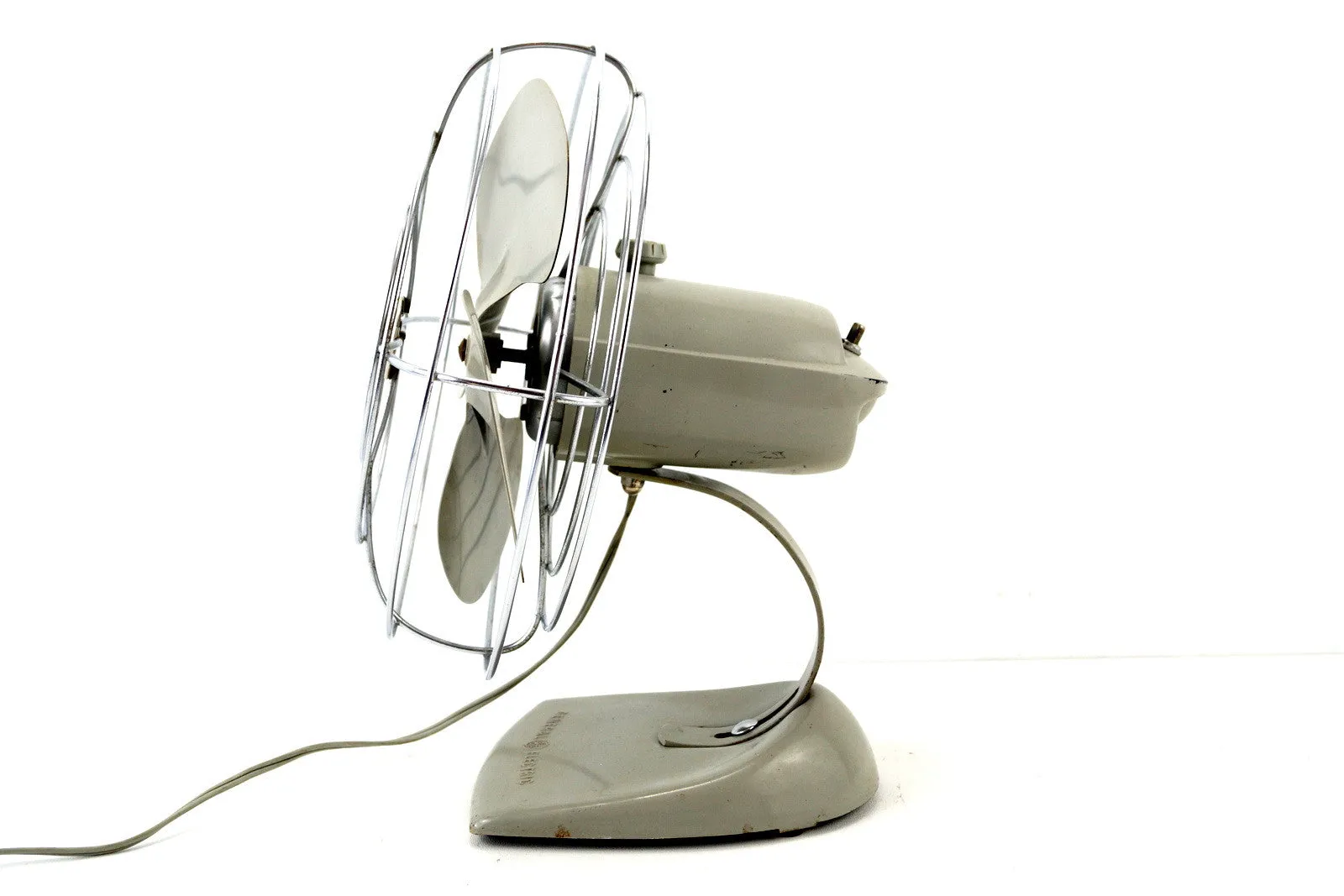 Vintage Industrial Open Cage Oscillating Fan by General Electric (c.1950s)