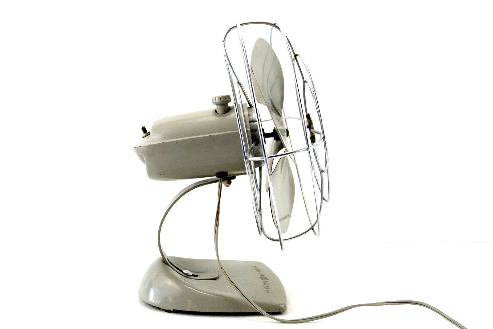 Vintage Industrial Open Cage Oscillating Fan by General Electric (c.1950s)