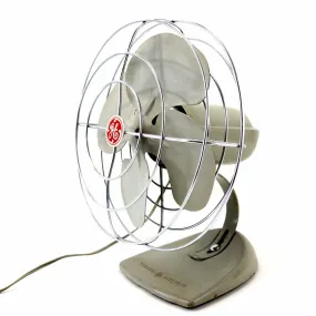 Vintage Industrial Open Cage Oscillating Fan by General Electric (c.1950s)