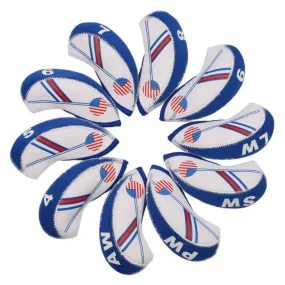 Volf Golf USA Flag Neoprene Iron Head Covers Set