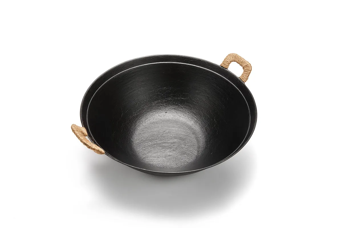 WANGYUANJI Handmade Cast Iron Wok with Dual Handle