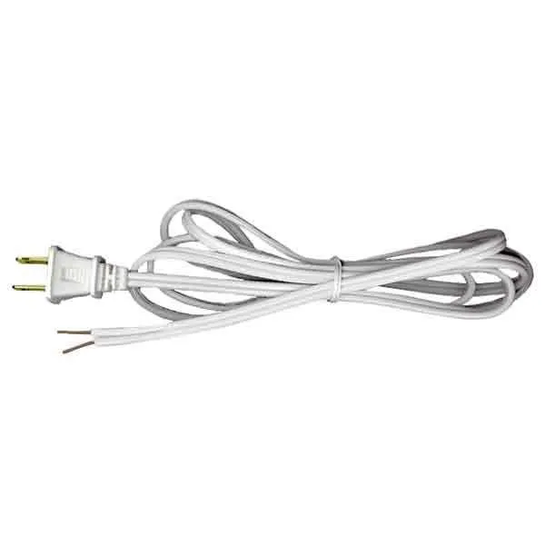 White Lamp Cords with Plugs, 8 Foot SPT2