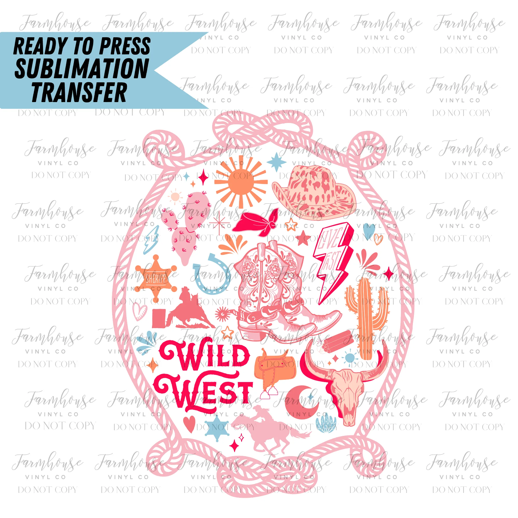 Wild West Western Ready to Press Sublimation Transfer