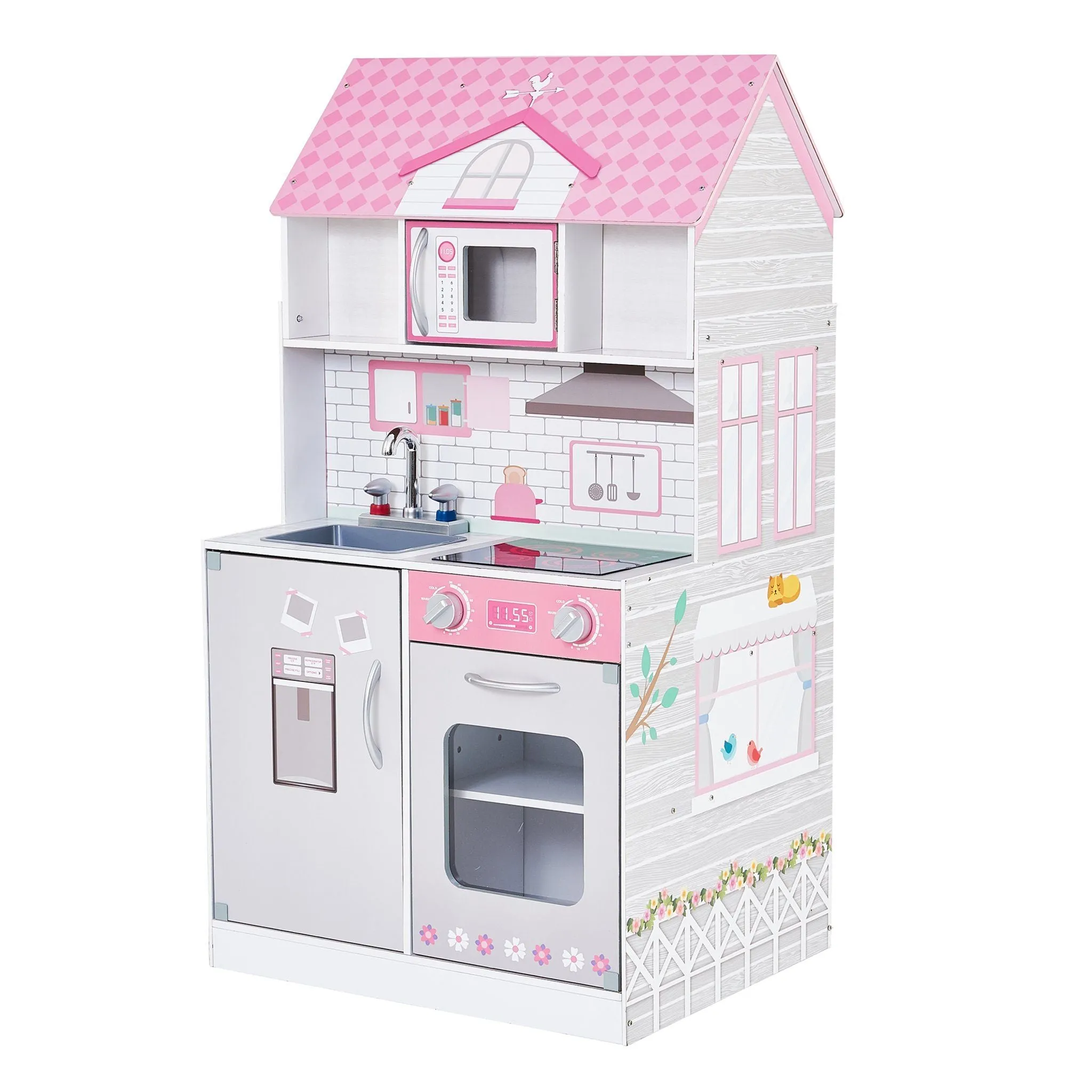 Wonderland Ariel 2 in 1 Doll House & Play Kitchen - Pink / Grey