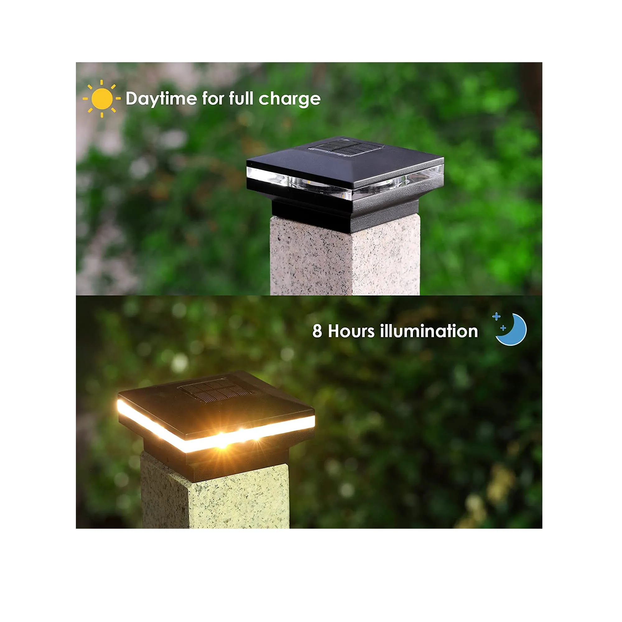 XIFEINIU Solar Post Lights| for Outdoor Fence Posts for Yard Decoration | Terrace| Path and Garden | Warm White Waterproof LED Wood Post Light | 8 Lights