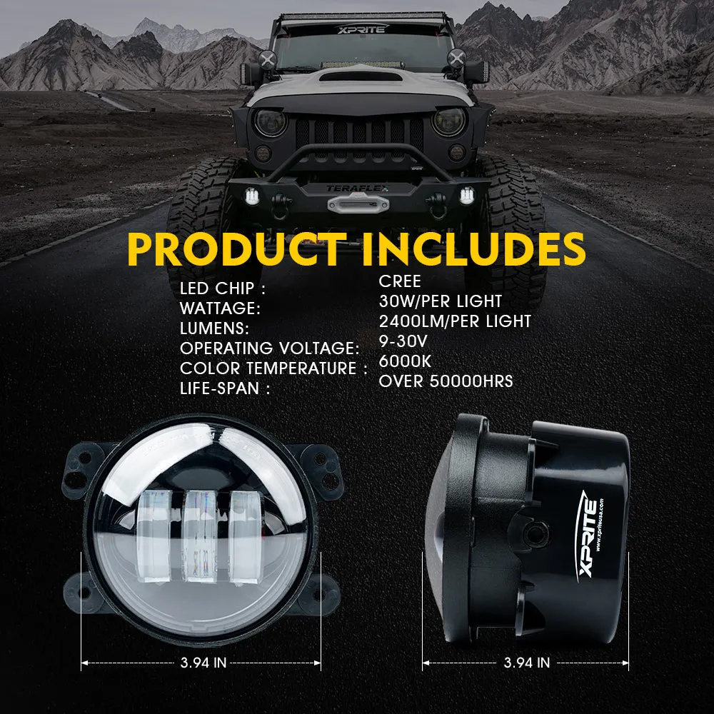 Xprite 4" LED Fog Light Jeep Wrangler JL (2018-2020) Explore Series