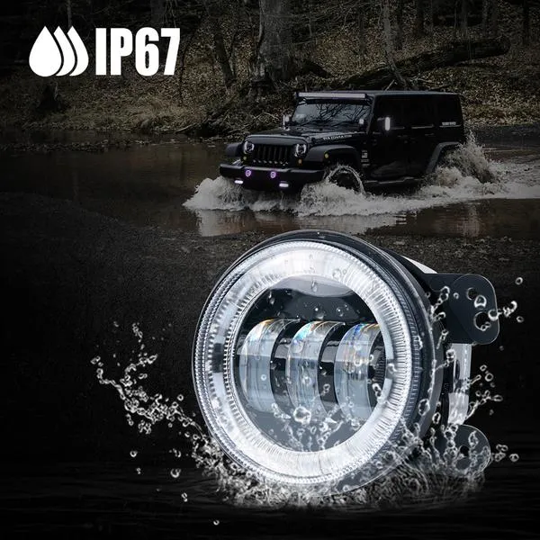 Xprite 4" LED Fog Light Land Rover Defender 90/110 w/ RGB Halo - FL-R4IN-RGB