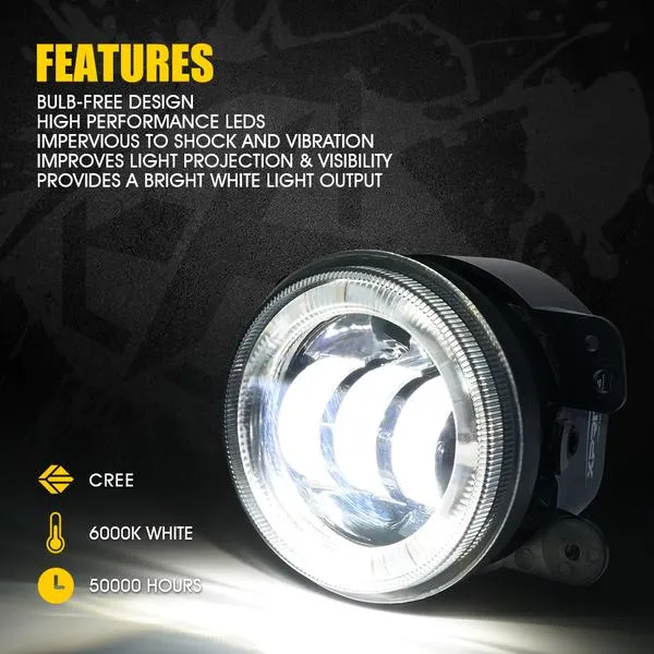 Xprite 4" LED Fog Light Land Rover Defender 90/110 w/ RGB Halo - FL-R4IN-RGB