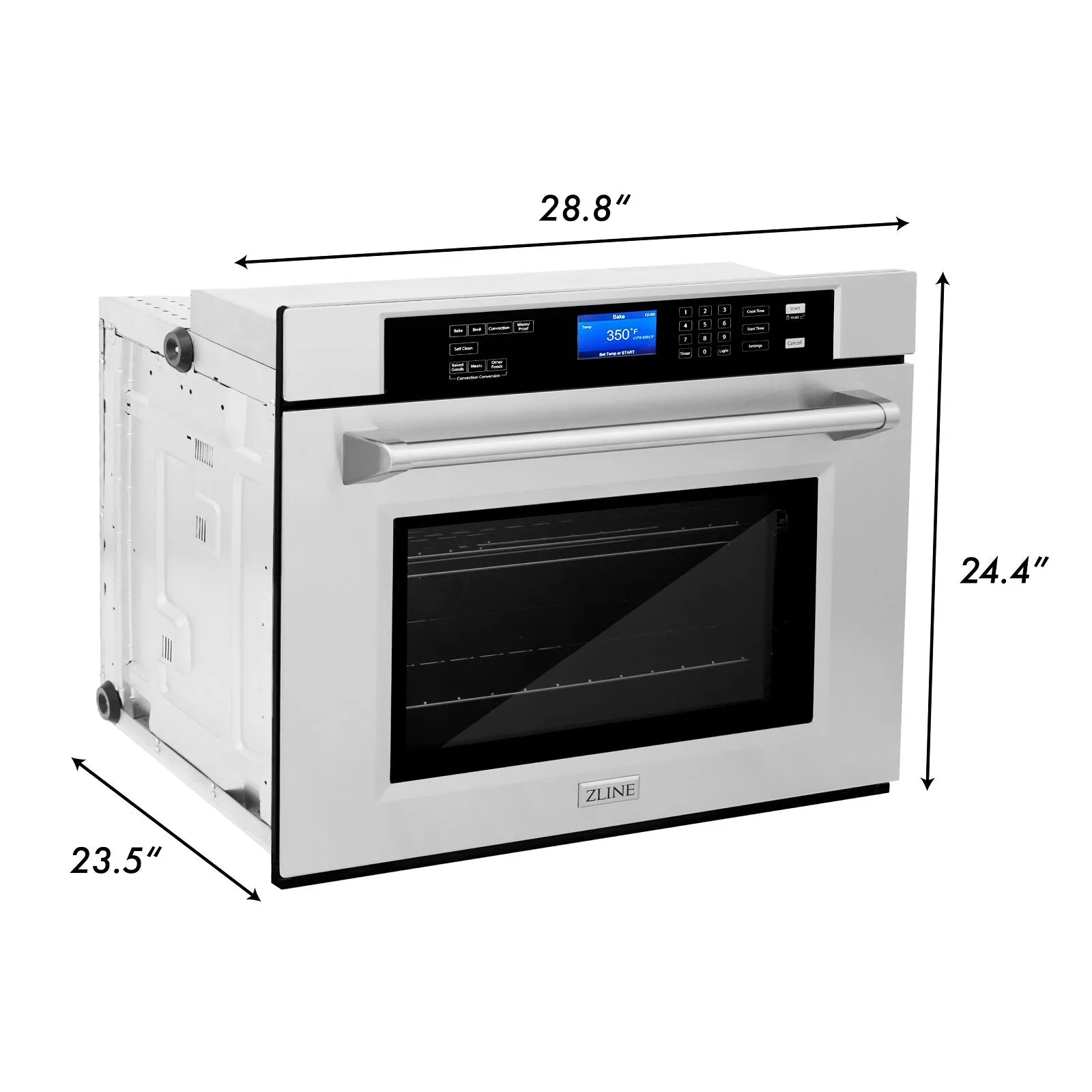 ZLINE Stainless Steel 30" Built-in Convection Microwave Oven and 30" Single Wall Oven with Self Clean (2KP-MW30-AWS30)